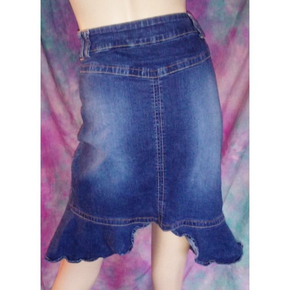 Baby Phat Skirts Baby Phat Denim Jean Ruched Ruffle Skirt 9 Poshmark